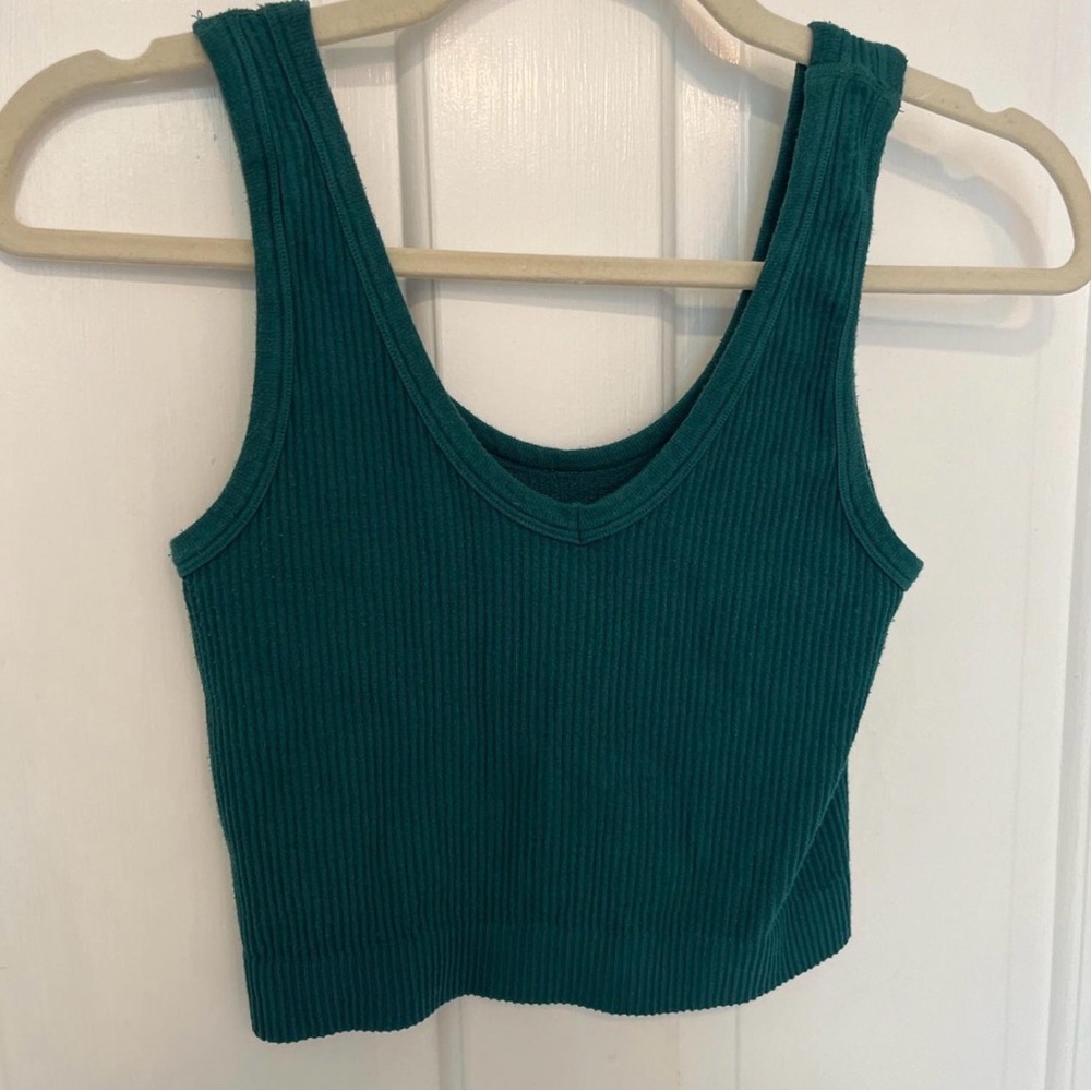 Amazon Deep Teal Ribbed Crop Top